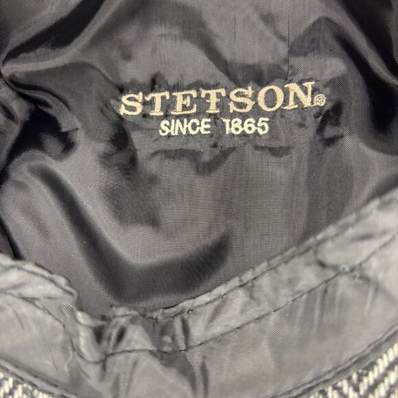 STETSON Wool Blend Flat Cap Mens M Black Gray - Picture 8 of 9